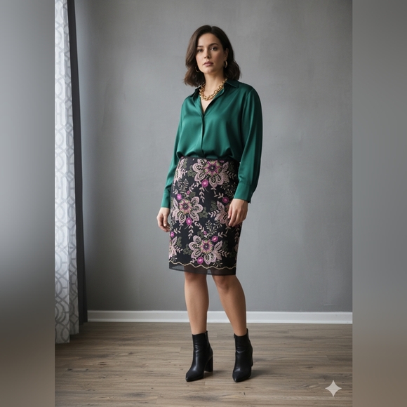 Tahari Arthur S Levine Dresses & Skirts - Tahari Floral Embroidered Pencil Skirt